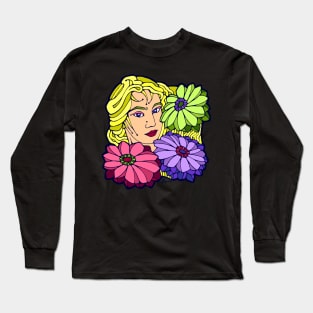 Exotic Blonde and Three Large Blooms Long Sleeve T-Shirt